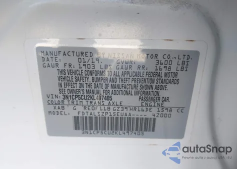 2019 Nissan Kicks Sv из США, поврежденный, VIN 3N1CP5CU2KL497405